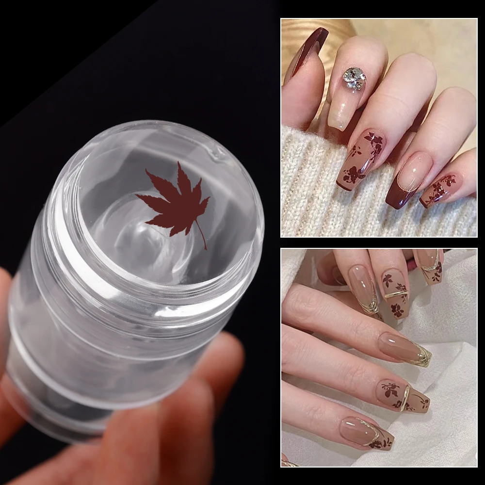 Transparente drehbare Nagels tempel variable Muster größe Silikon Fingers pitzen druck Französisch Design Nagel dichtung Stempel Schaber Werkzeug