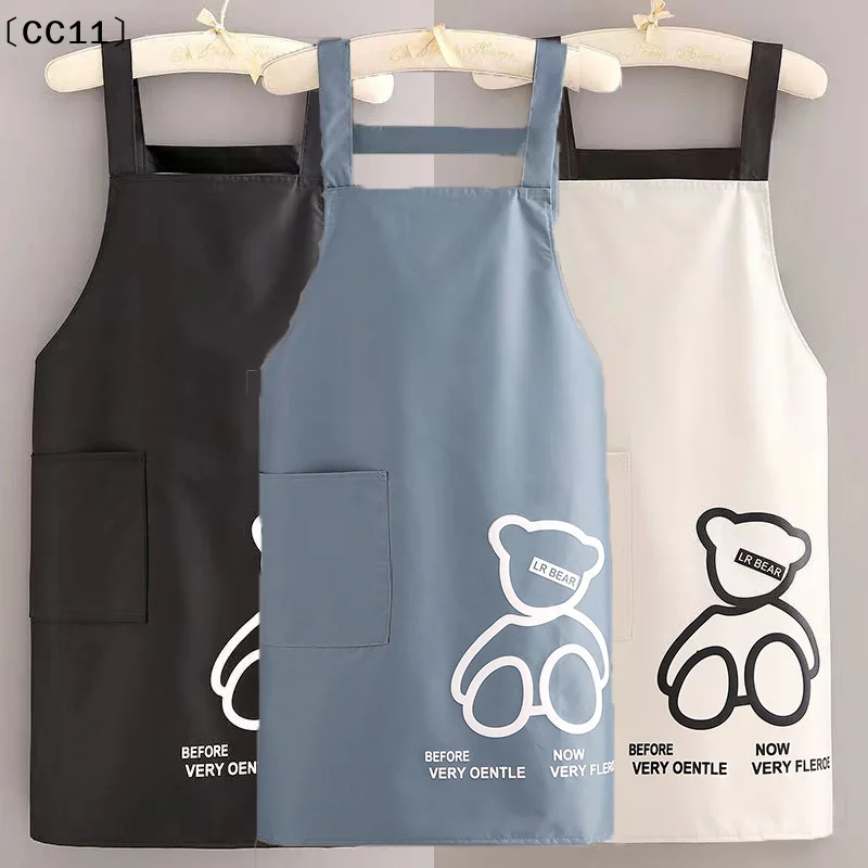Schürze für Küche und Haushalt, wasserdicht und ölbeständig, an der Taille befestigbar, mit Logo-Aufdruck, für Erwachsene, Arbeit〔CC11〕