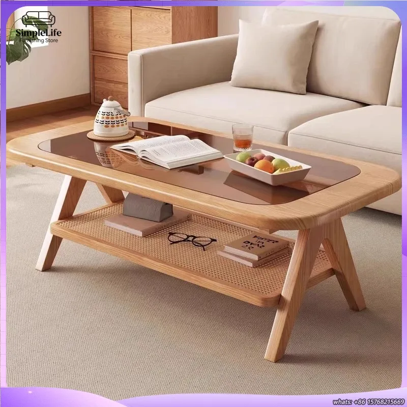 

Minimalist Vintage Rectangle Coffee Table Neutral Japanese Style Glamour French Design Living Room Furniture Modern Home