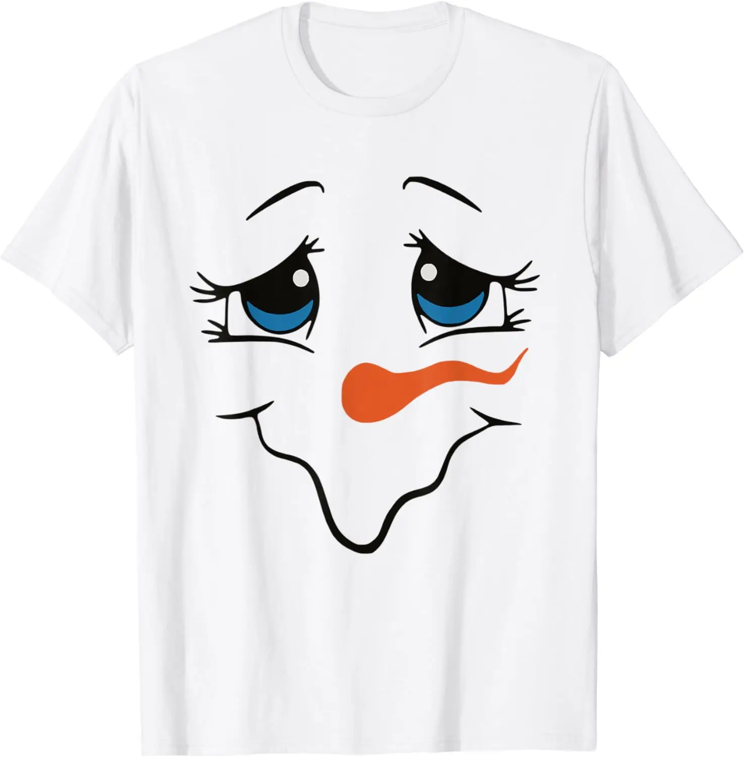 Eyelashes Christmas Outfit Snowman Face Costume Girl Boy Kid T-Shirt