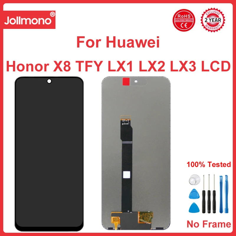 6.7\'\' For Honor X8 LCD Display With Frame Touch Screen Digitizer Assembly X8 2022 LCD TFY LX1 LX2 LX3 Display