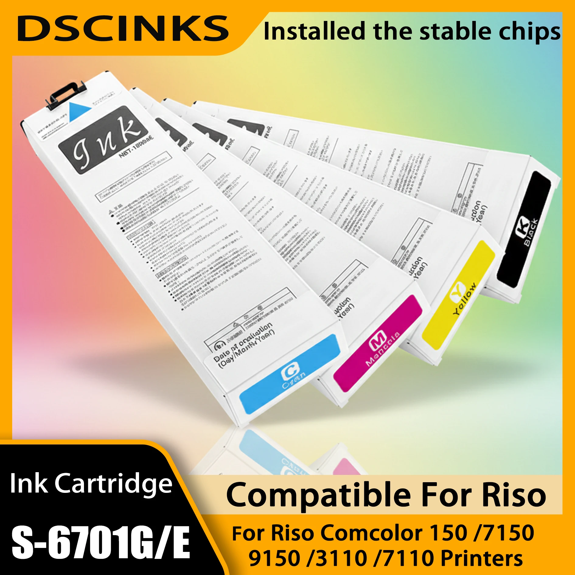 

S-6701G/E S-6702G/E S-6703G/E S-6704G/E 1000ml Full Ink Cartridges For Riso 3150 7150 9150 Printers High Quality Replacement