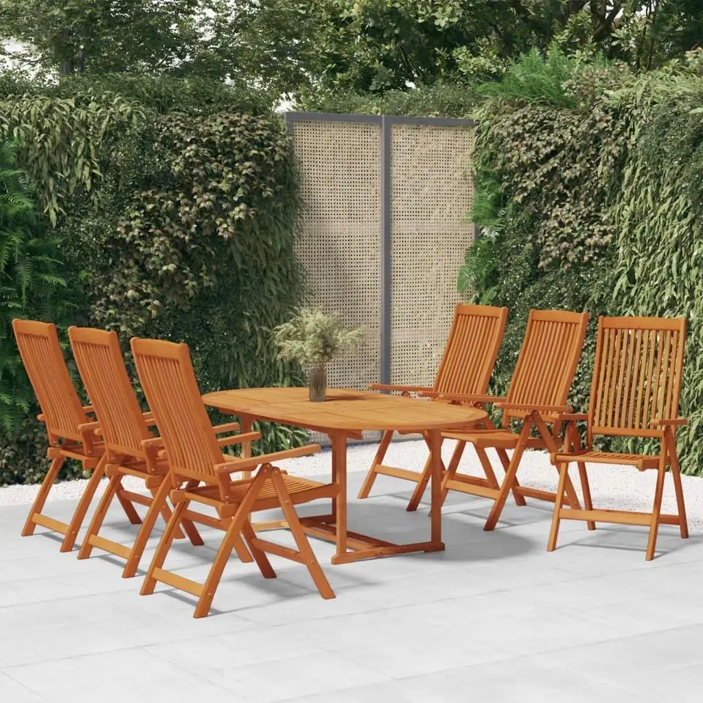 7-Piece Eucalyptus Patio Dining Set - Durable Solid Wood Outdoor Furniture