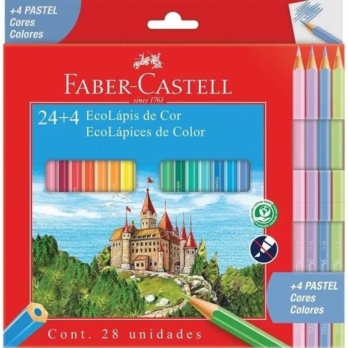 Faber-Castell Color Pencils 24 Colors + 4 Colors Pastels