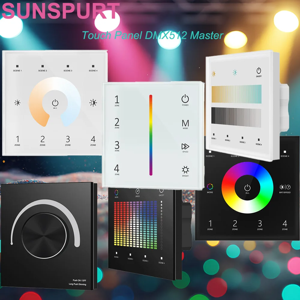 5P AC100-240V 4 Zones Dimming /Color Temperaure /RGB/RGBW/ RGB+CCT Touch Panel DMX Master Controller Dimmer For LED Strip Lights