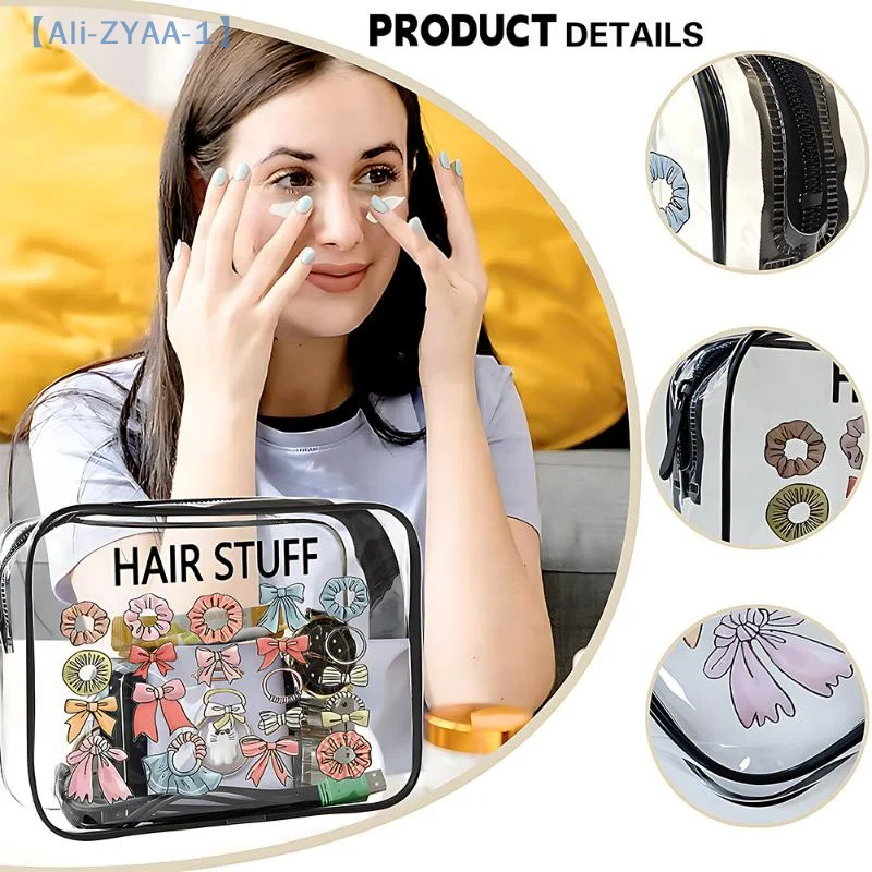 【ZYAA-1】Cosmetic Bag Women Large Capacity Travel Organizer Easy Wipe Clean Toiletry Pouch Daily Use Trip Toiletry Travel Bag