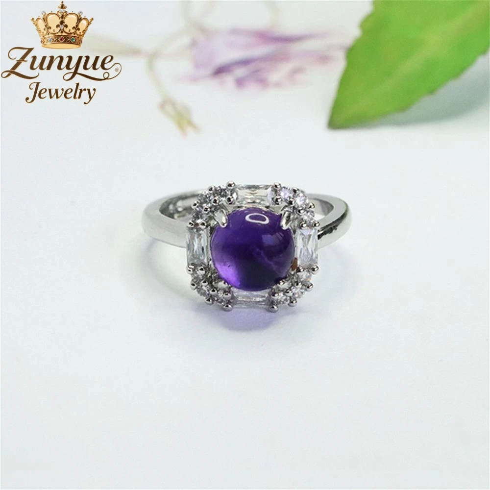 

Natural Amethyst Ruyi Sugar Cube Diamond Lucky Ring Luxury Quality Fashion Fine Jewelry Exquisite Elegant Popular Charms Young