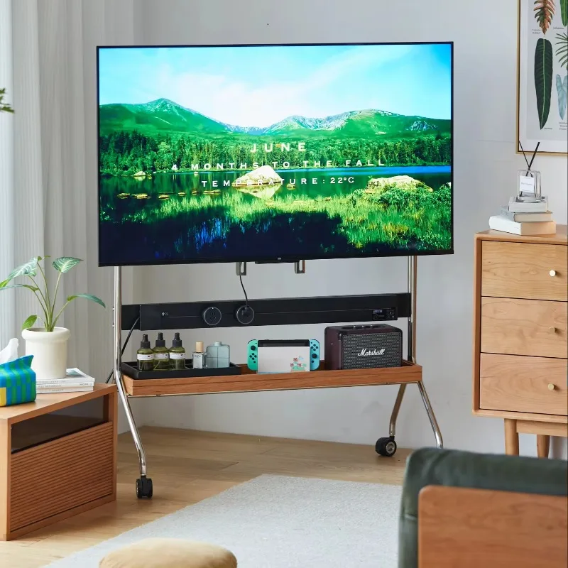 

2026 Half House Nordic Style Bedroom Furniture TV Bracket With Power Track Socket Movable TV Racks For Living Room