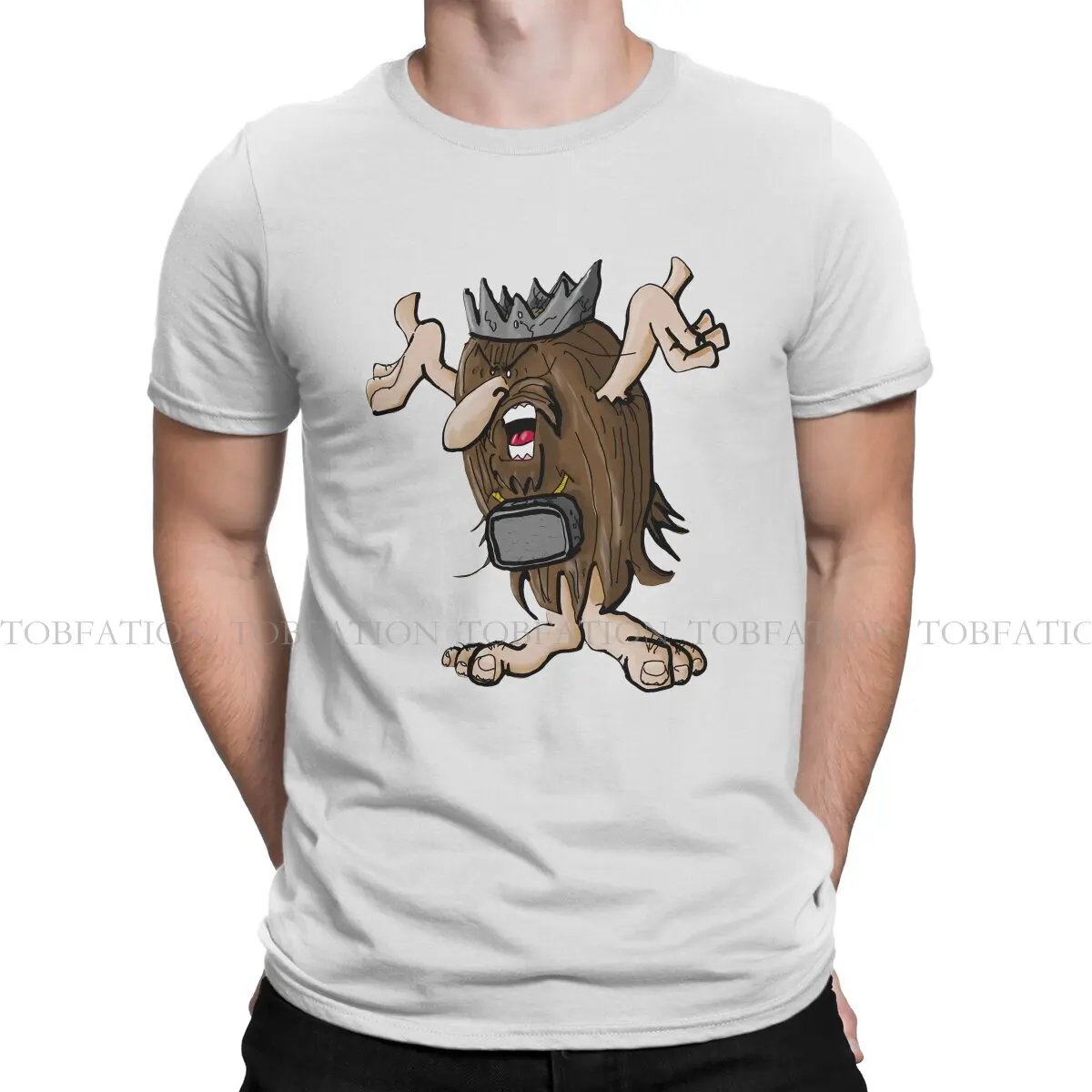 Cave Dude Ruler Hipster TShirts Captain Caveman Male Style Pure Cotton Streetwear T Shirt O Neck Oversized