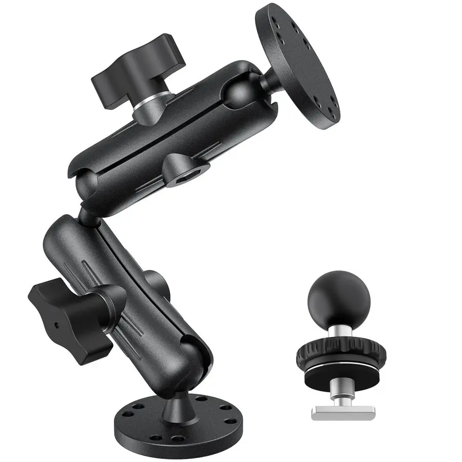 

Fish Finder amp Ball Mount with Aluminum Long Arm Extension, AMPS Round Plate for GPS Boats Vehicle, TBolt Attachment for Track