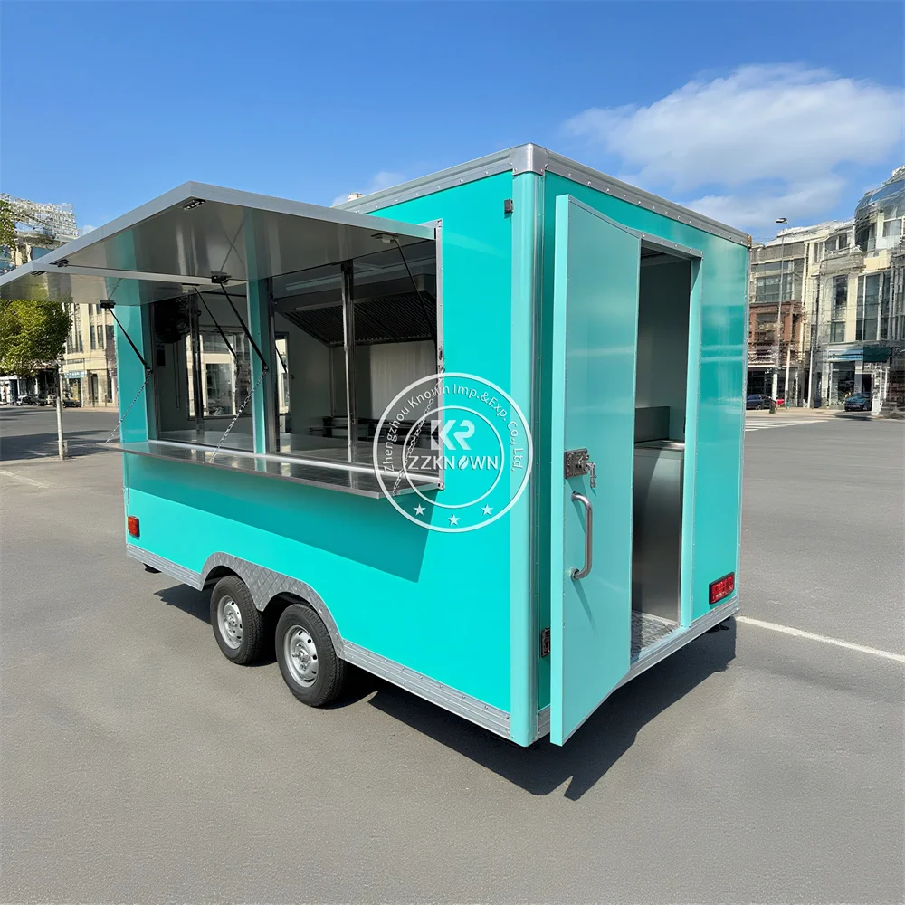 

Street Fast Food Trailer Mobile Kitchen Custom Pizza Snack Coffee Kiosk Concession Food Truck With Full Kitchen