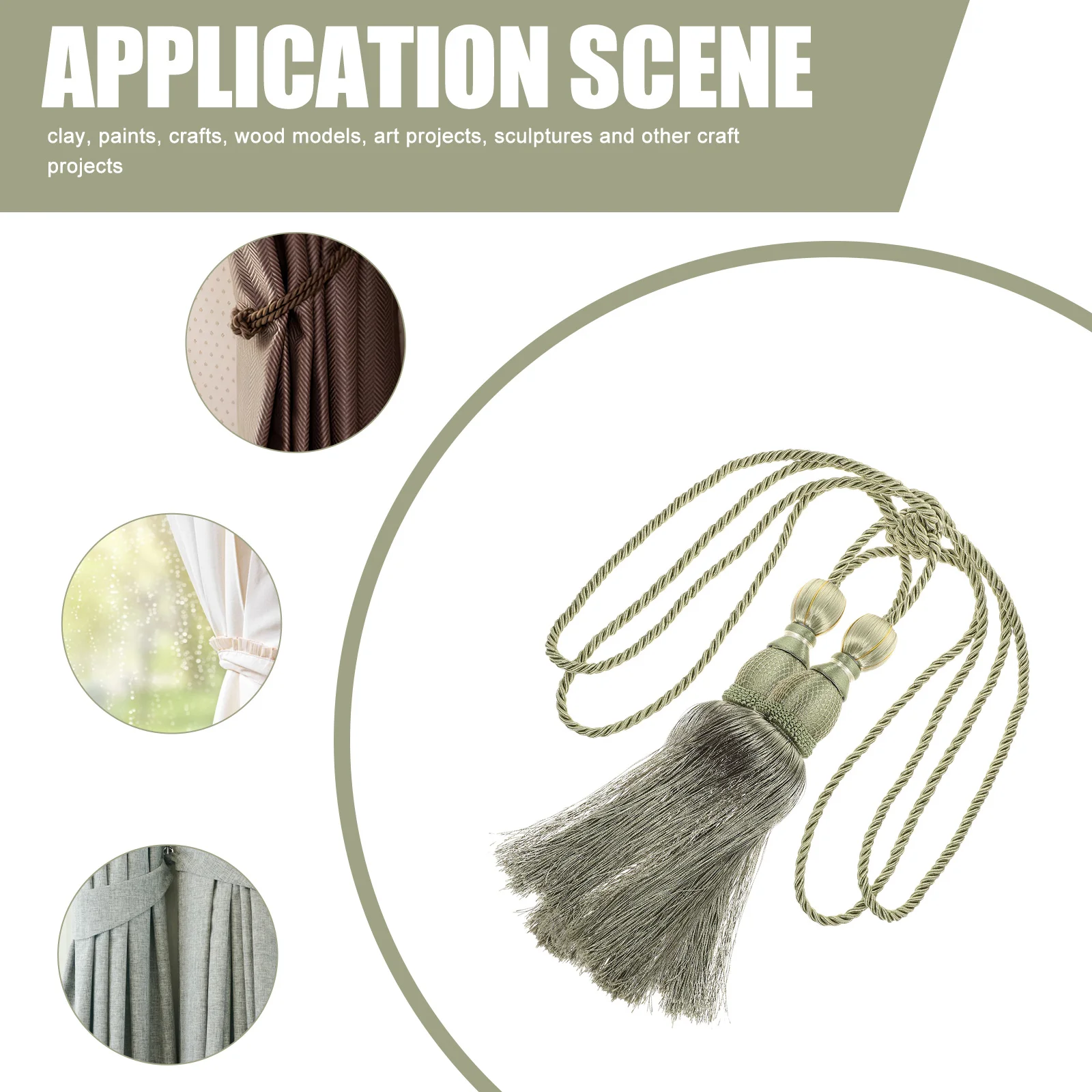 

2pcs Curtain Tieback Straps Tassel Hanging Buckle For Medium Thick Thin Curtains Single Ball Style Dark Coffee Decorative