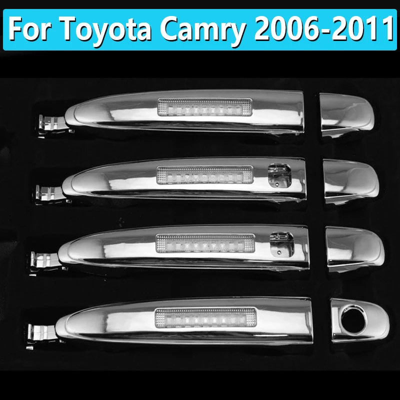 4 Pcs LED Decorative Light Door Handle Crystal Light Bowl Handle High Match For Toyota Camry 2006 2007 2008 2009 2010 2011