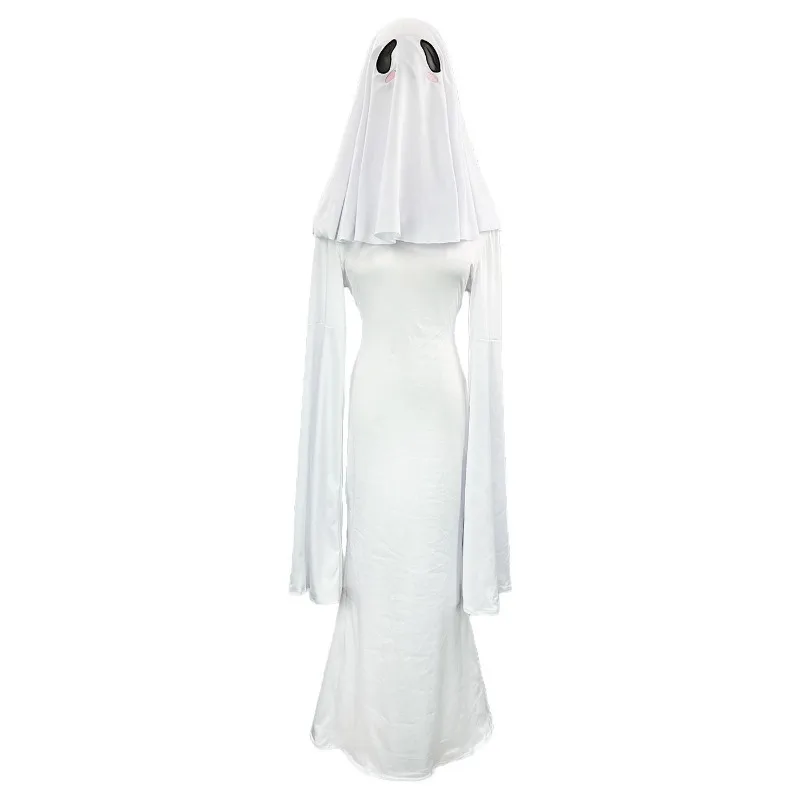 Ghost Girl Cosplay Costume Ghost Princess Holiday Cross White Wedding Backless Dress Women Two-piece Slim Fishtail Skirt Tight