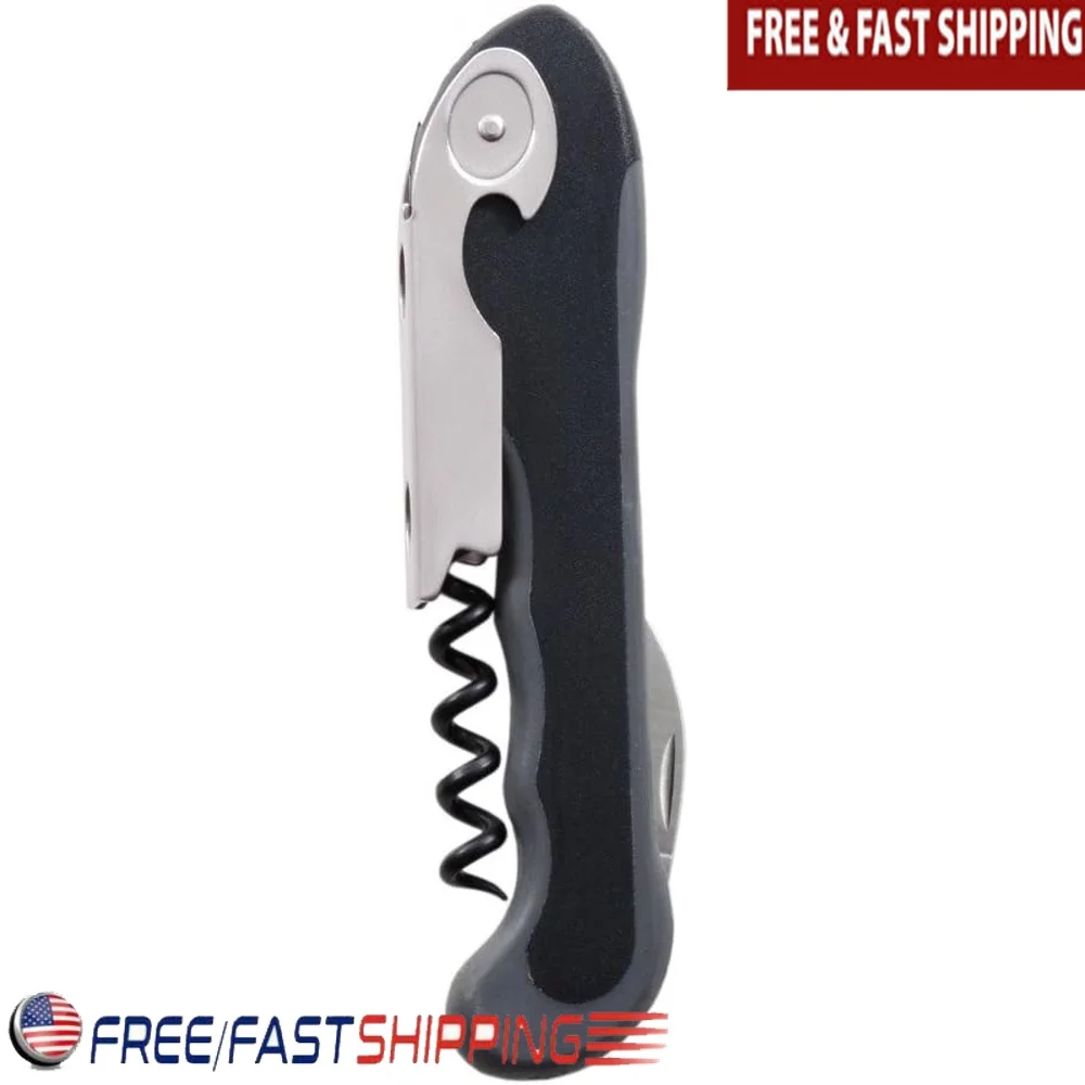 

Soft Touch Waiters Corkscrew Wine Opener with Foil Cutter No-Slip Handle Travel Portable Wine Key Essential Home Bar Tool