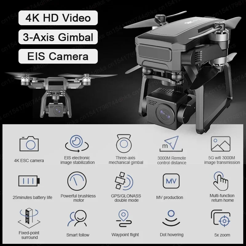 SJRC F7 4K PRO Câmera Drone GPS HD 5G WiFi FPV 3KM 3 Eixos Gimbal EIS Profissional Brushless Quadcopter Com Cam RC Dobrável Dron