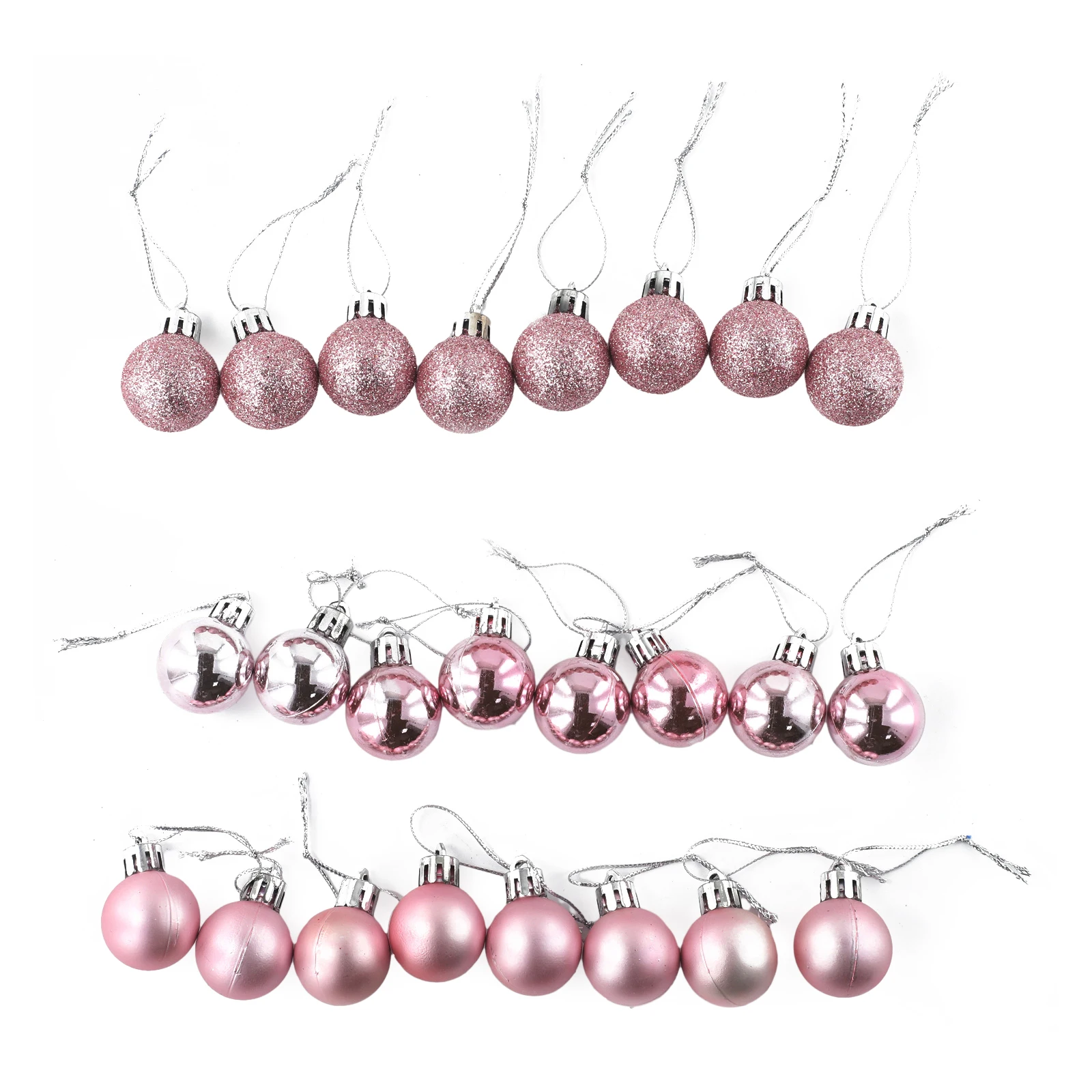 High Quality Christmas Ball Tree Decorations Wedding Party 24PCS Christmas For Holiday Hanging Decor Pink Ball Plastic