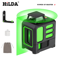 HILDA 5 Lines Laser Level Self-Leveling Meter Cross Green Level Laser Horizontal & Vertical Laser Level Measuring Tools ﻿