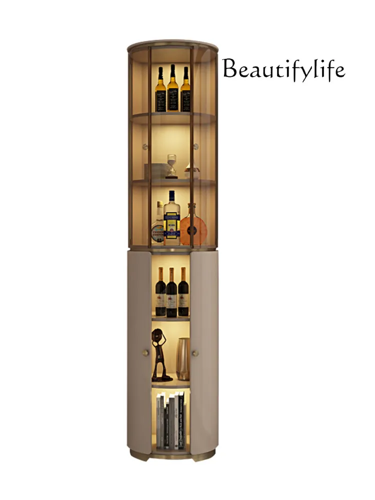 

Light Luxury High-End Wine Cabinet Modern Minimalist Wall Corner Curio Cabinet Living Room Stainless Steel Locker