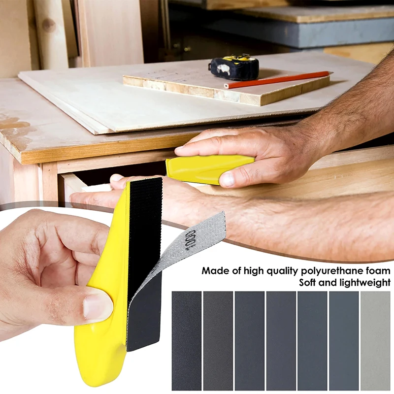 필수 3.5x1인치 미니 사포 세트 - 40/80/120/180/240/400/600 그릿 및 훅앤루프 블록 71개