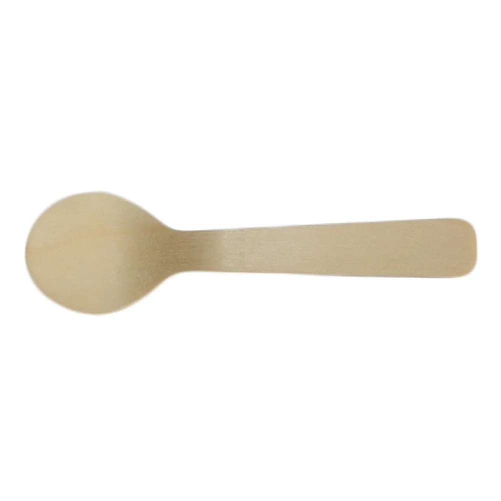 100Pcs Premium Wooden Ice Cream Scoop One-Time Use Disposable Spoon for Western Cuisine Cheese Dessert Serving Eco-Friendly