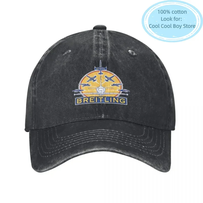 Retro Breitling-Jet Team Baseball Cap Men Women Distressed Denim Snapback Cap Aerobatic Team Outdoor Workouts Caps Hat