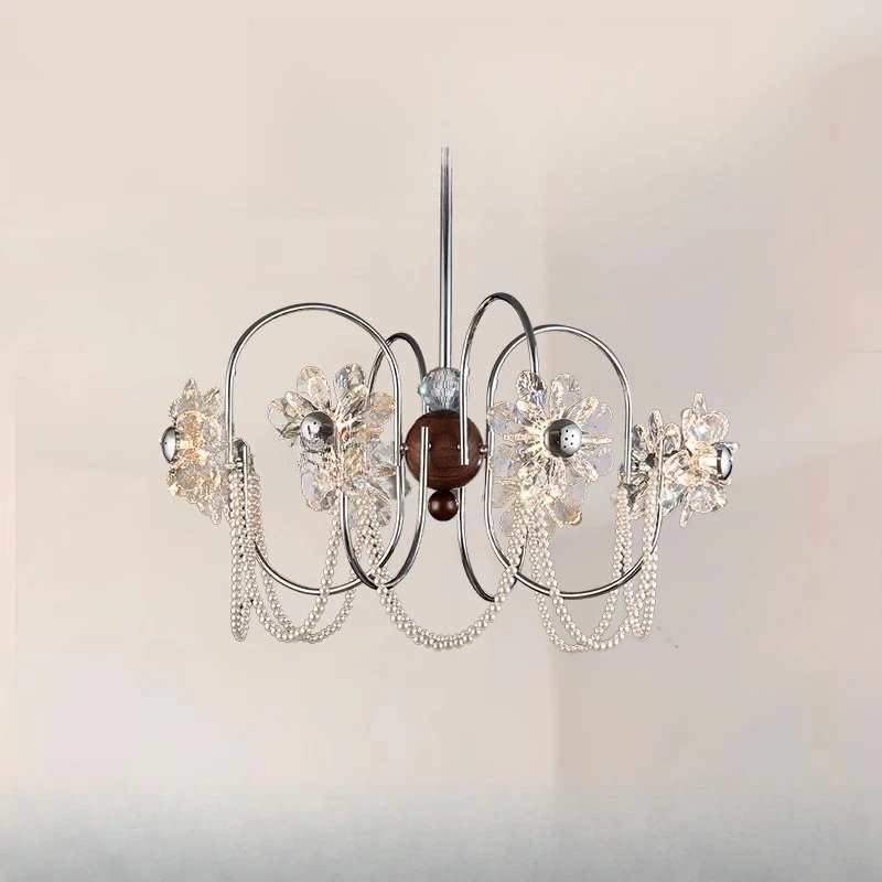 

Antique creative room in the bedroom Crystal chandelier walnut color