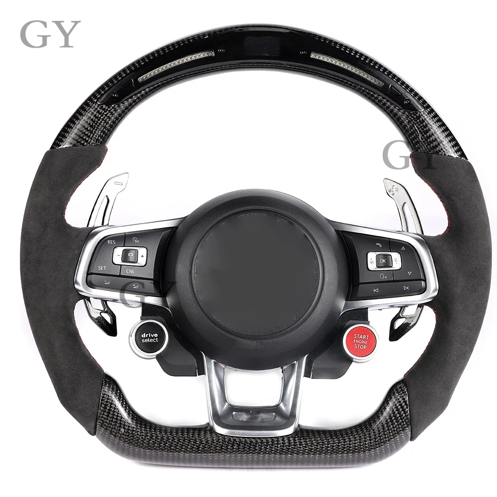 For Volkswagen GOLF 7.5 MK7  GTI R GTE GTS RLINE POLO SCIROCCO GTD Custom High Quality Carbon Fiber LED Steering Wheel