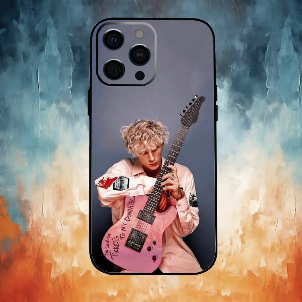 เคสโทรศัพท์ M-Machine Gun K-Kelly MGK สำหรับ iPhone17,16,15,14,13,12,11 Plus,Pro Max แบบนิ่ม สีดำ