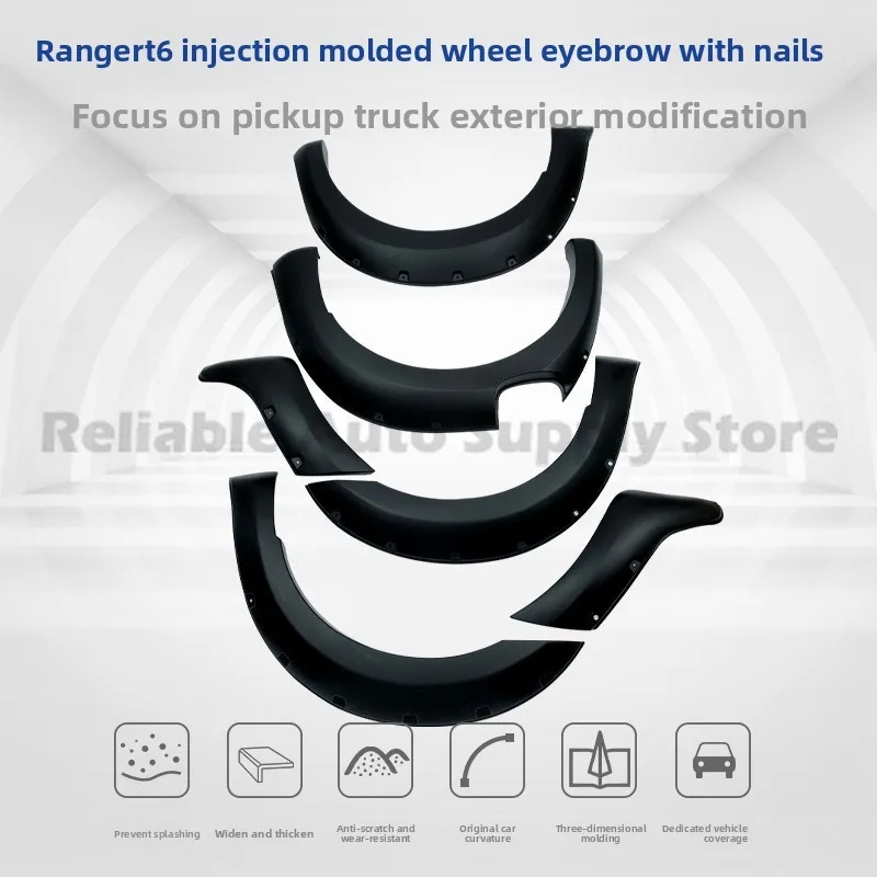 

For Ford Ranger T6 Pickup Truck Fender Flares with Rivets Wheel Arch Mud Guards Off Road Styling Accessories Durable Protection
