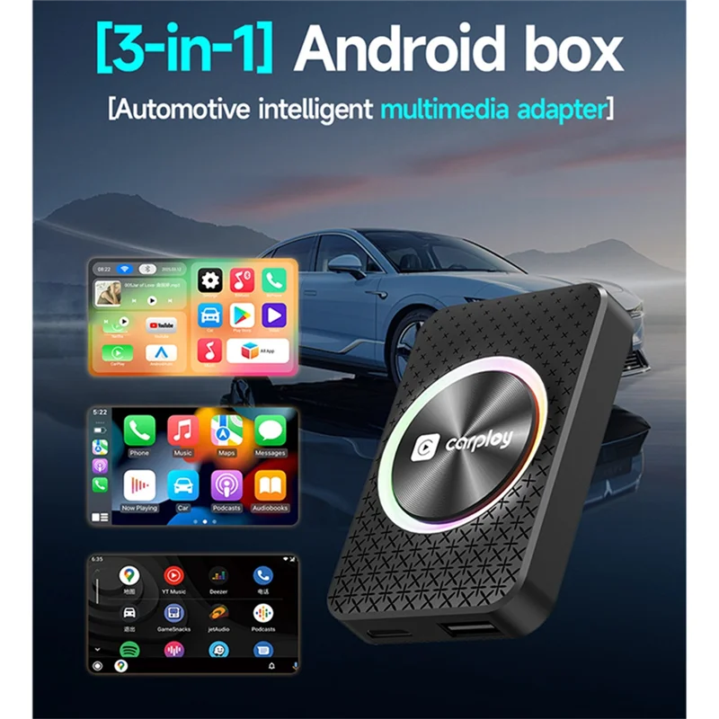 Carplay اللاسلكي، لصندوق Android Auto AI، التوصيل والتشغيل، يدعم Android RK 3528 4+ 32 GB، تشغيل أي تطبيق HD OTA