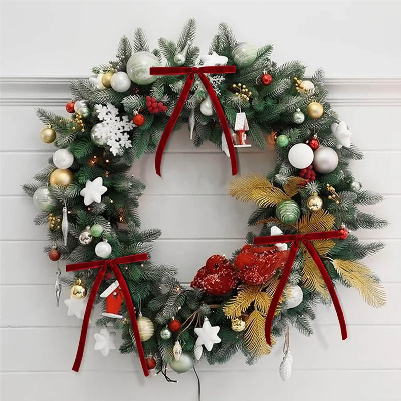 AB15-Arco per albero di Natale, ornamenti in velluto per albero di Natale, regali di artigianato rurale Decorazione natalizia Interni di nozze