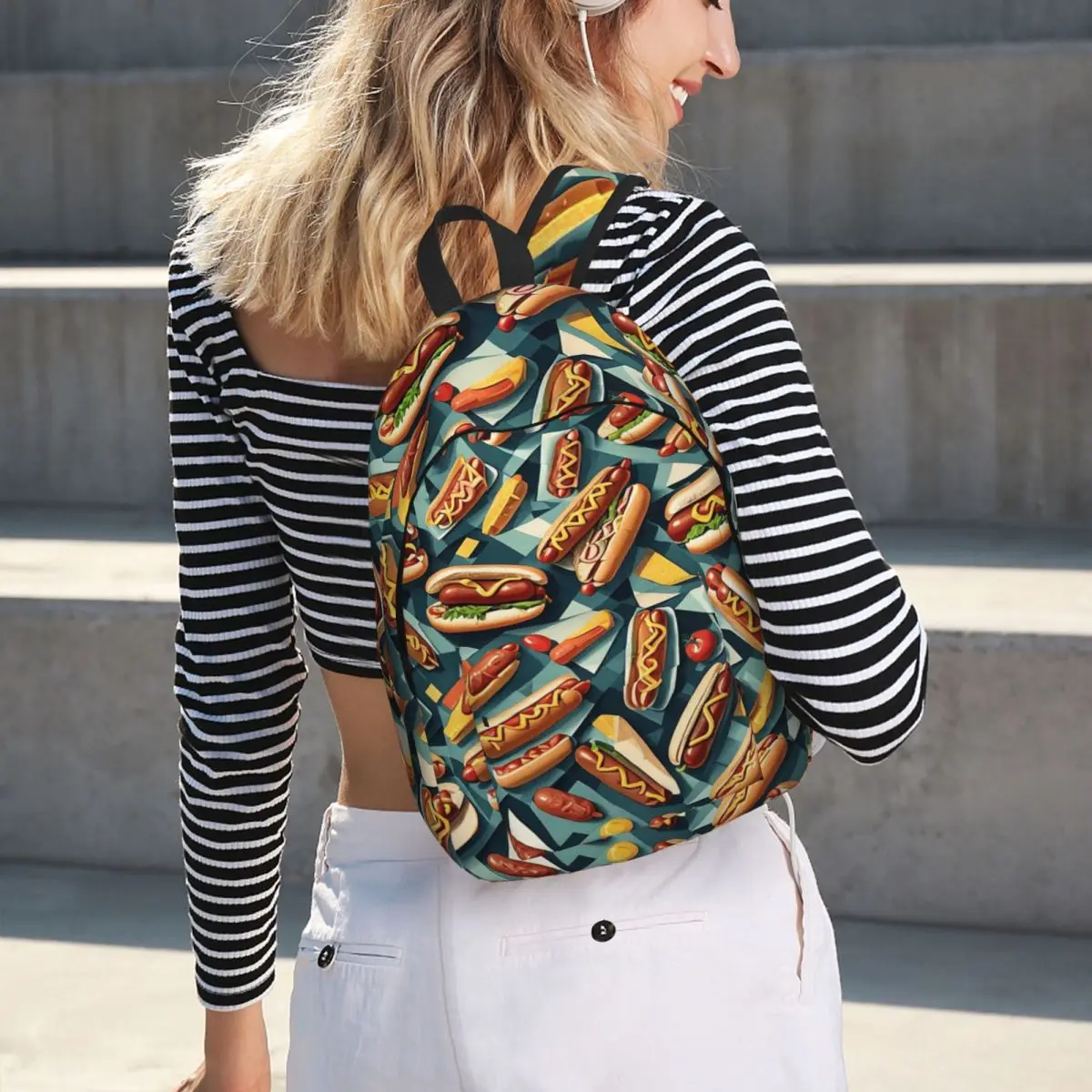 Cubist Hot Dogs Rucksack, heißer Verkauf, Tagesrucksack, große Kapazität, Kinder-Büchertasche, Schultasche, Umhängetaschen für Männer und Frauen