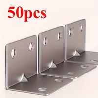 50 stainless steel right-angle brackets, 90-degree L-shaped support, metal joint corner support