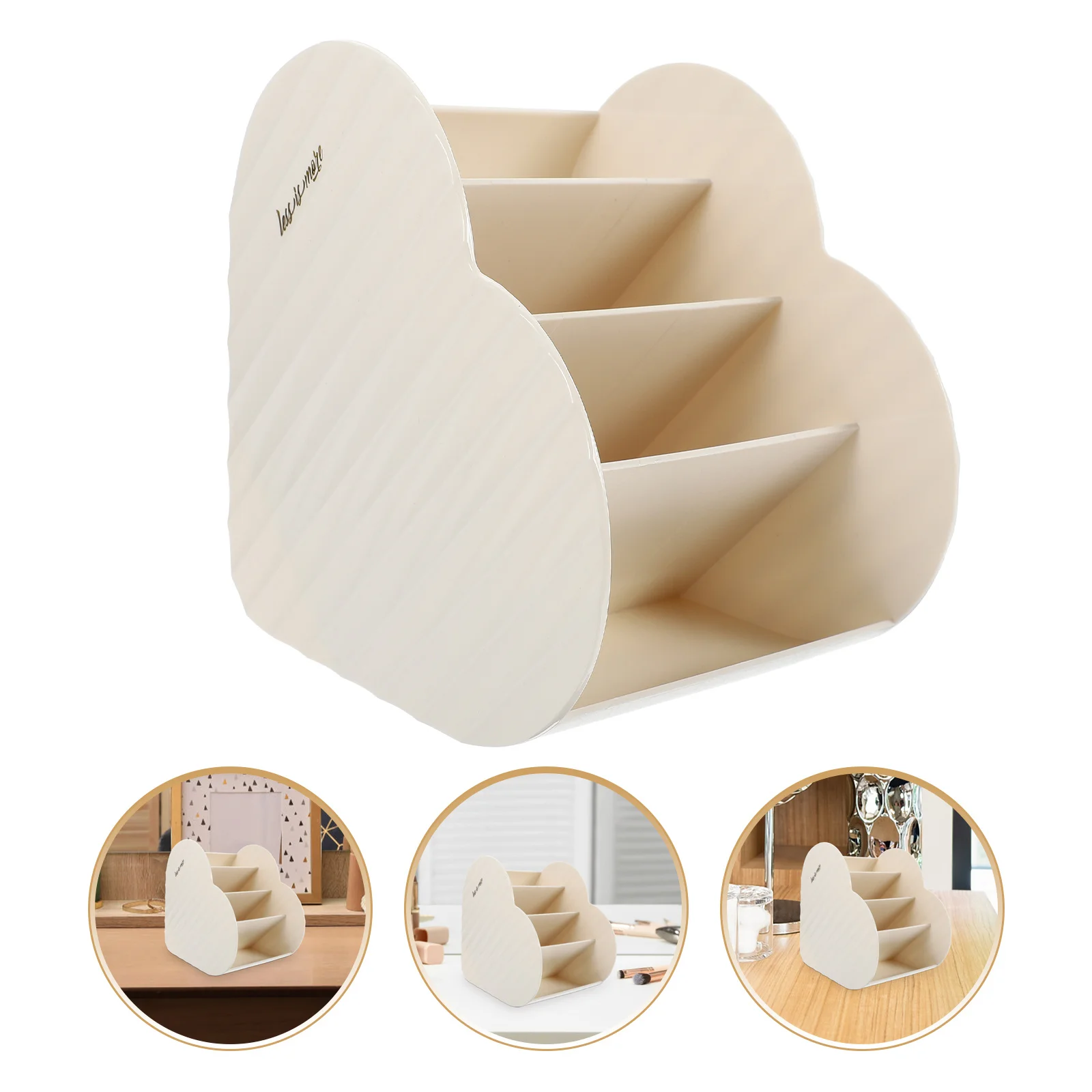 

Heart Shape Makeup Brush Holder Plastic Desktop Pencil Organizer Office Stationery Container Storage Box For Desk Sundries