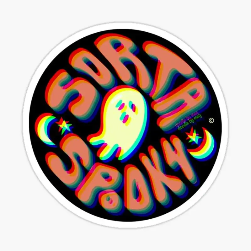 Sorta Spooky 3D Cartoon Art Sticker para Laptop Decor, Quarto, Carro, Mala pública, Elegante, Bonito