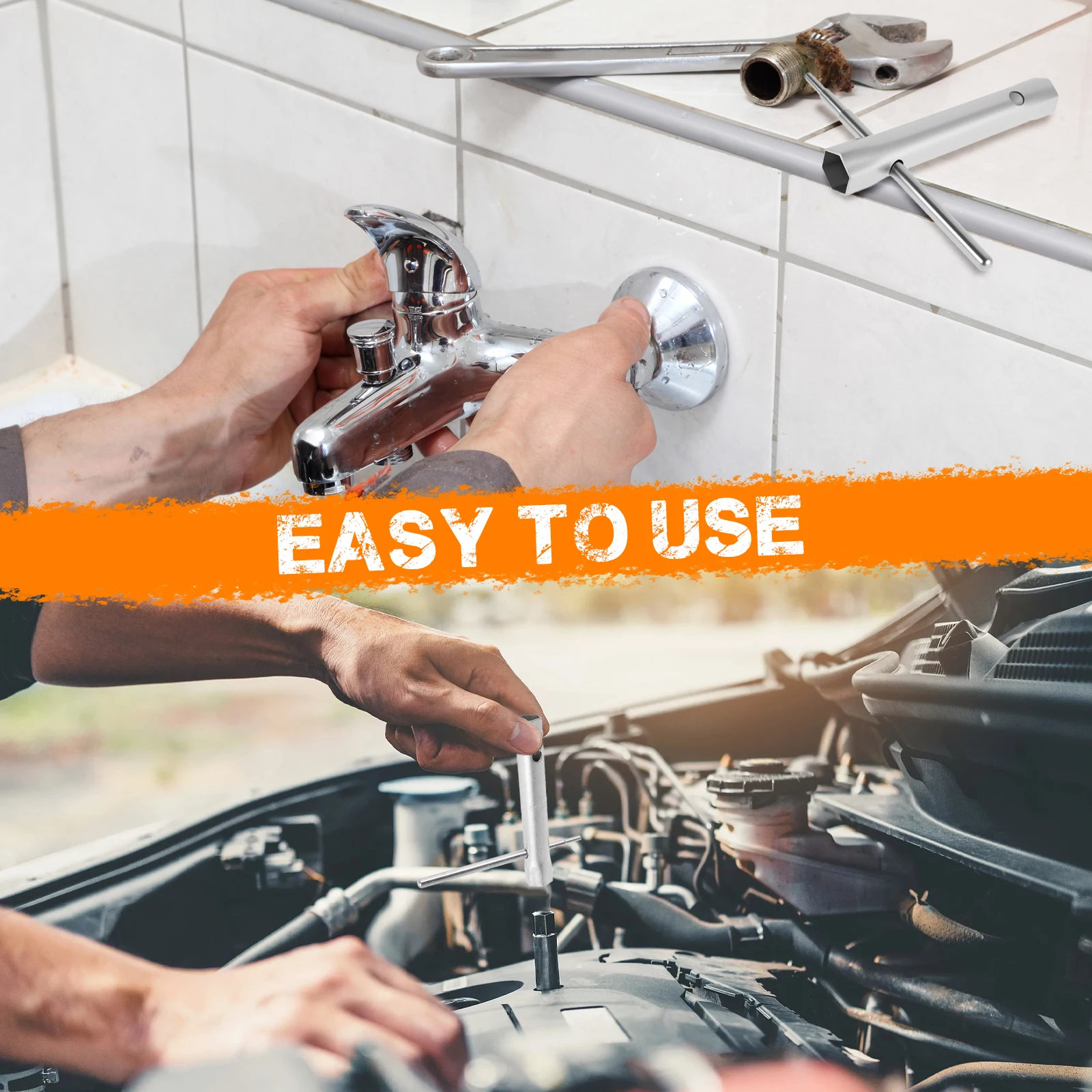 دش صمام مفتاح بانة السباكين المفك مزدوجة نهاية أنبوبي مفتاح بانة لإزالة شمعات الإشعال وتركيب الصنبور #5