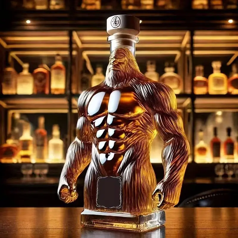 

Strong Gorilla Design Fun Transparent Glass Whiskey Empty Liquor Bottle Bar Display Home Decoration 2026 Christmas Gift Set