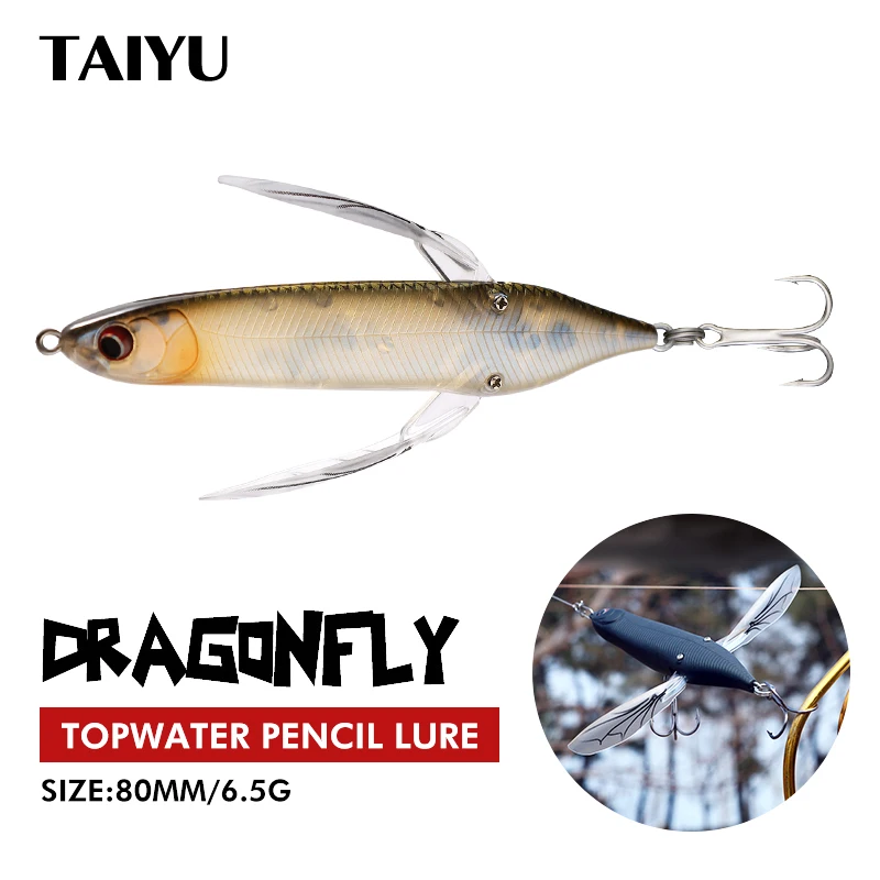 TAIYU Libelle Schwimmende Wasserwellen Krabbeloberflächensystem Köder 8 cm 6,5 g Insektenköder Traktor Krabbelköder Angelköder Künstlich