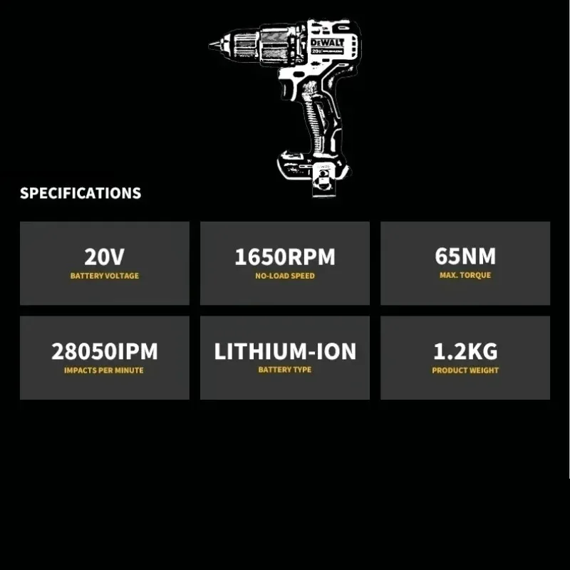 Imagem -04 - Brushless Broca de Impacto Elétrica Motor sem Fio Recarregável Bateria 20v li Chave de Fenda Ferramentas Elétricas sem Fio Dewalt-dcd805