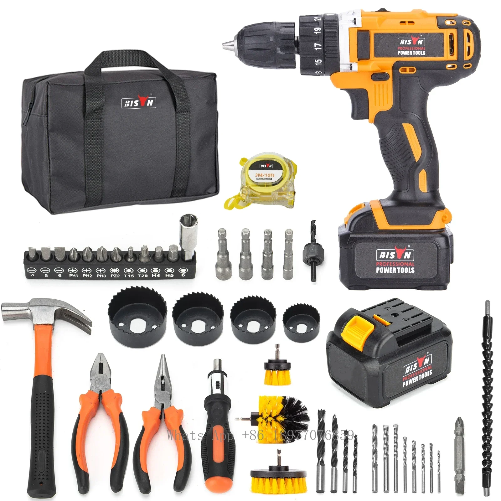 Battery 3in1 Combined Hand Tool Cordless Drill Set Screwdriver Tool Box Set With Drill