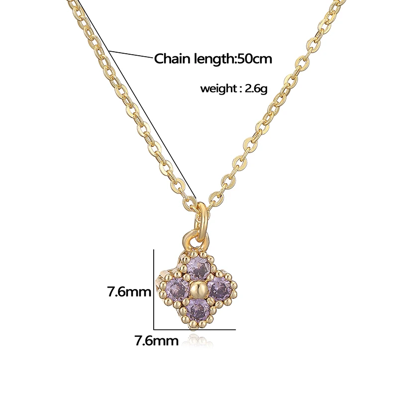 HECHENG, 18K Gold-plated CZ Stone Exquisite And Compact Flower Shaped Women\'s Necklace Collarbone Chain Dropshipping