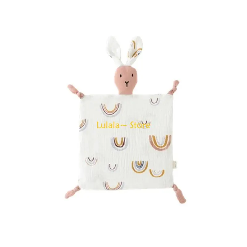 

Y4QA Toddler Security Blanket Cuddle Bib Cotton Soothing Towel Teething Bibs Sleeping-Doll Baby Muslin-Kerchief Appease Towel