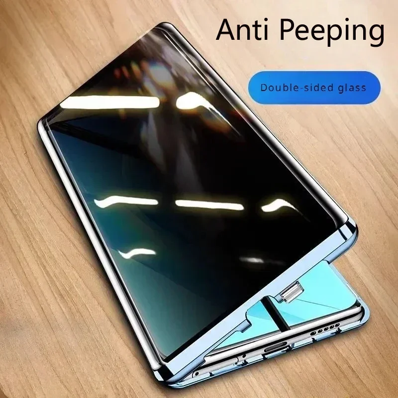 Metal Magnetic phone Case For OPPO Find X8 X3 X5 Pro Tempered Glass Anti Peeping Privacy Spy Full Lens Protection Cover Cases