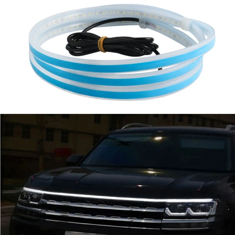

12V LED Daytime Running Light Scan Starting Car Hood Decorative Lights DRL Auto Engine Hood Guide Decorative Ambient Lamp
