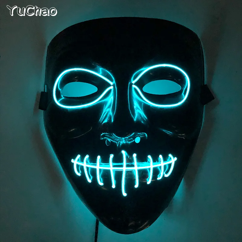 Luminescent Halloween Ghost Mask Dance Party Ball Masquerade Halloween Horror Decor LED Light Up Cospllay Horror Ghost Mask