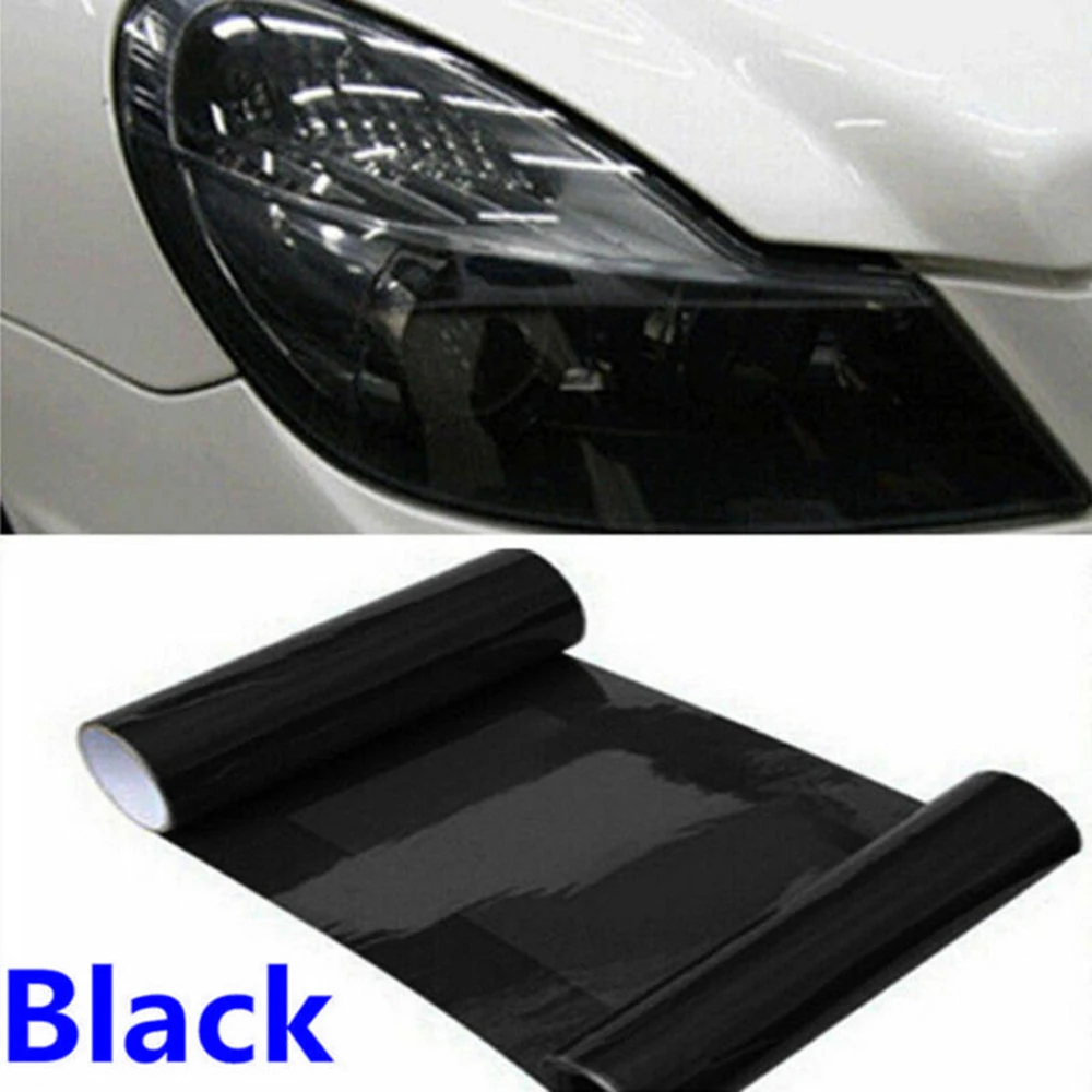 1pc 30x100cm matte black Tinting Film Fog Tail Lights Headlights Tint Car Van Wrap For Tail Lights Headlights Auto Side Stickers