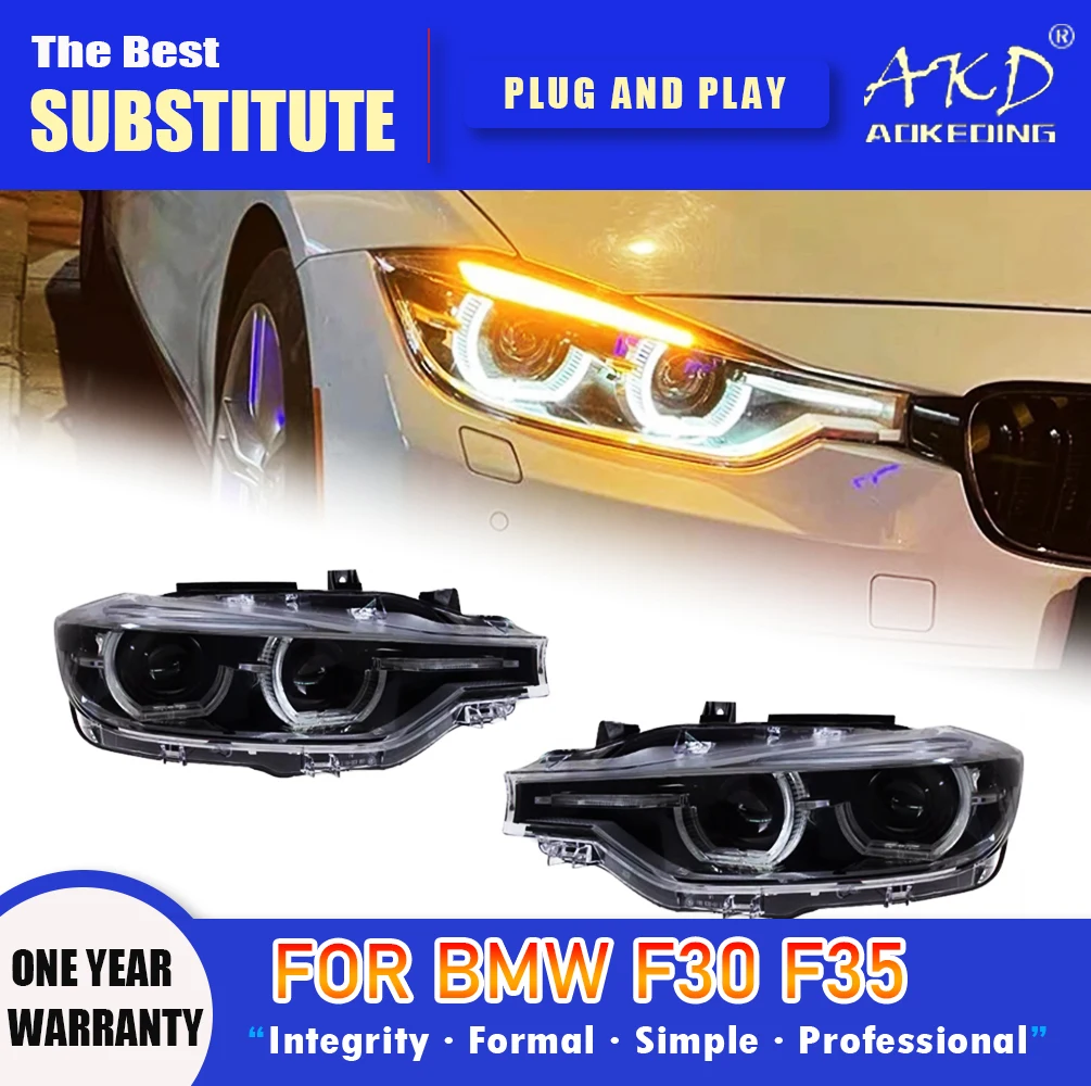 AKD Head Lamp for BMW F30 3 series LED Headlight 2013-2019 F35 F80 Headlights DRL Turn Signal High Beam Angel Eye Projector Lens