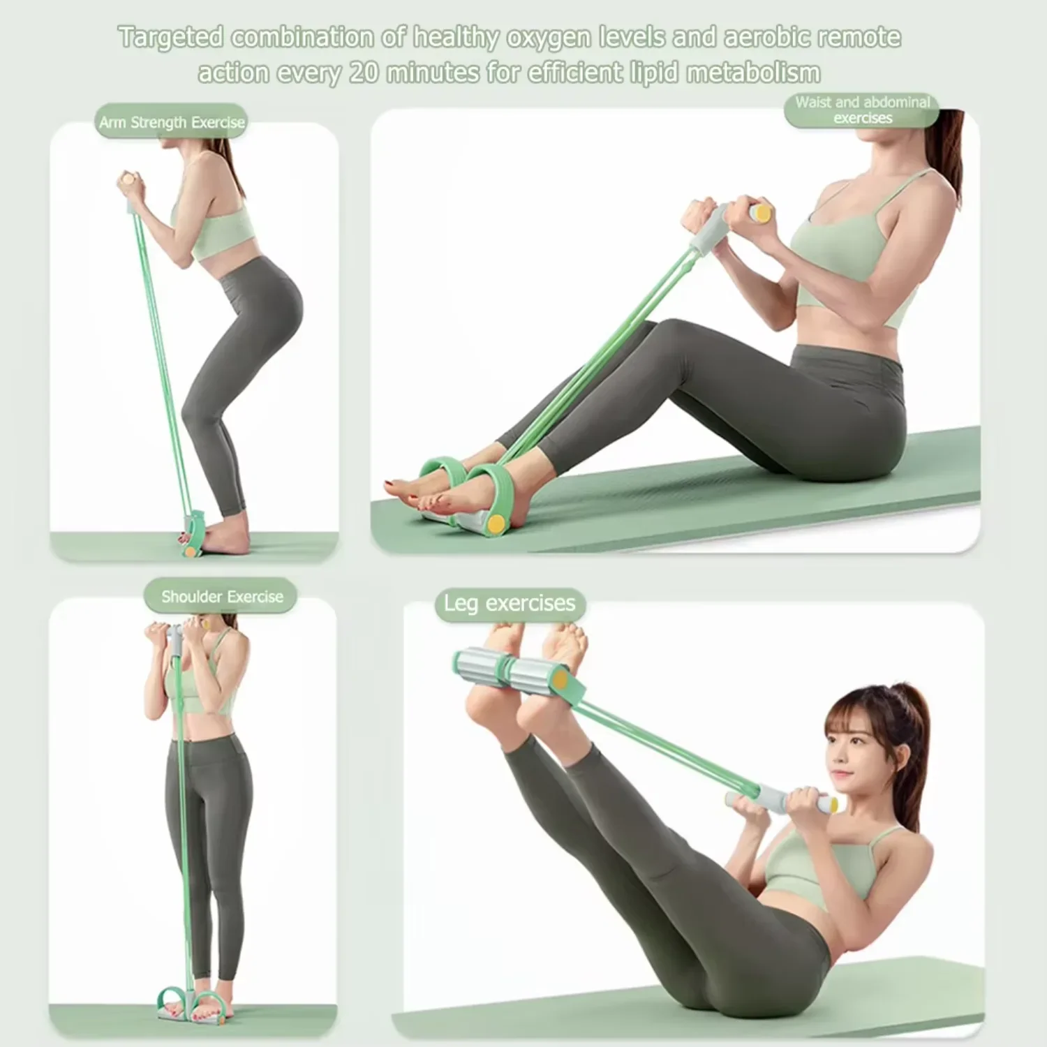 4 أنبوب اللياقة البدنية اللثة المقاومة العصابات اللاتكس دواسة التمارين الجلوس سحب حبل المتوسع أربطة مرنة معدات اليوغا بيلاتيس تجريب