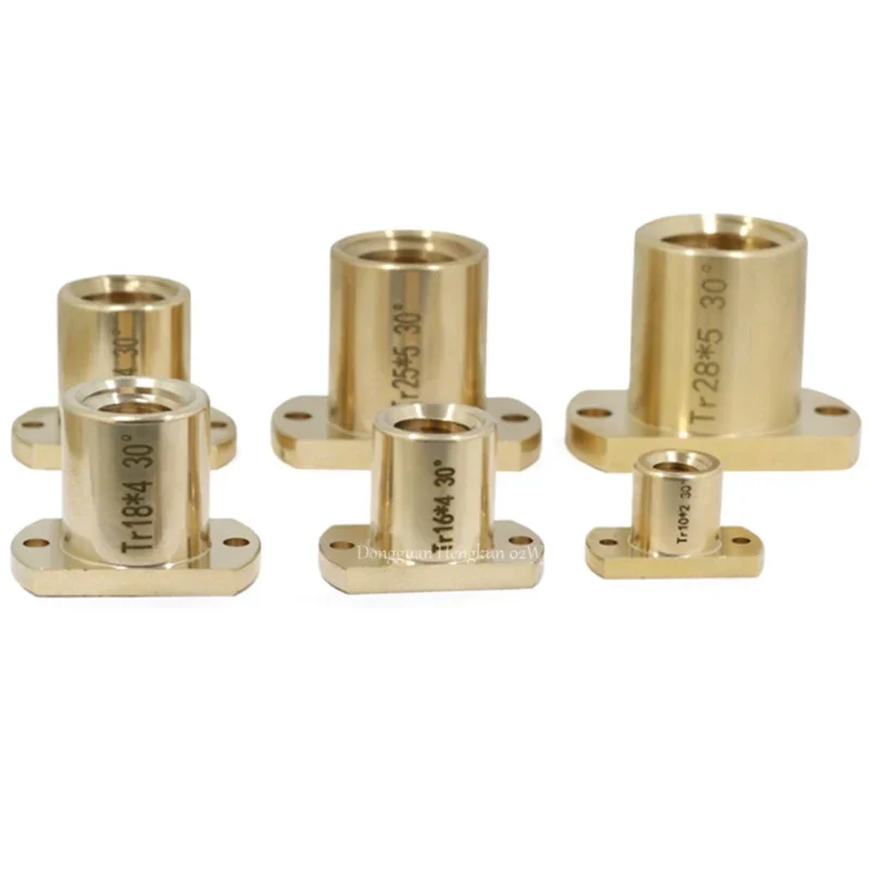 

T10-T40 Flanged Brass Nut Double-Cut Locking Square Trapezoidal Nut Trapezoidal Screw Left/Right Hand Thread